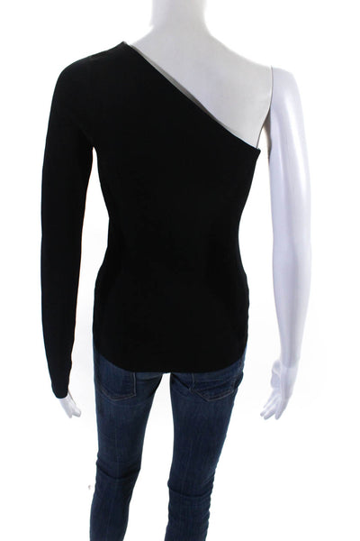 Theory Womens Long Sleeve Uleera Lustrate One Shoulder Blouse Top Black Size S