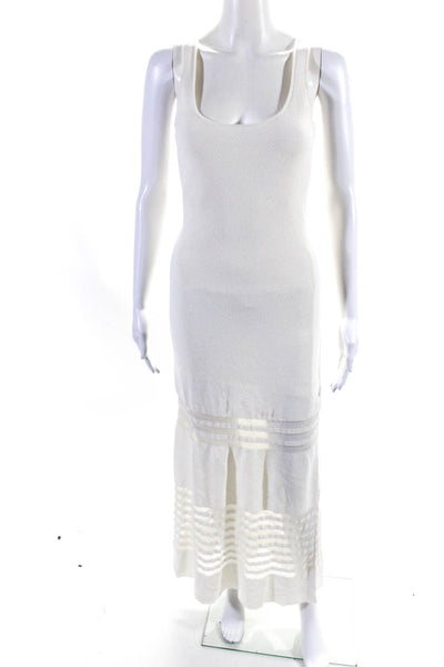 Torn by Ronny Kobo Womens Scoop Neck Knit Maxi Tank Dress White Small