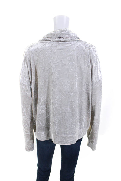 Andrew Marc Womens Silver Velvet Turtleneck Long Sleeve Blouse Top Size XL