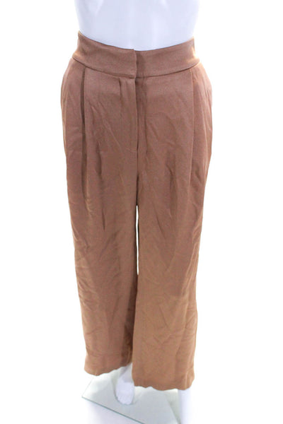 Veronica Beard Womens Brown High Rise Pleated Wide Leg Dress Pants Size 6