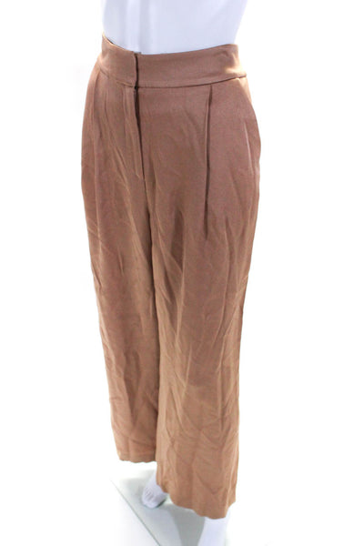 Veronica Beard Womens Brown High Rise Pleated Wide Leg Dress Pants Size 6