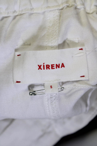 Xirena Womens White Cotton High Rise Belt Taper Leg Trouser Pants Size S