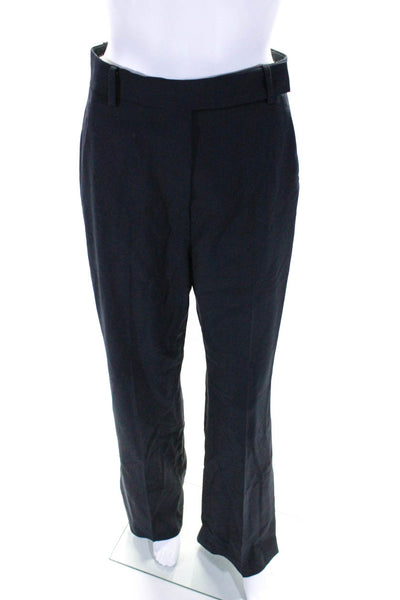 Max Mara Womens Navy Wool High Rise Pleated Straight Leg Dress Pants Size 8