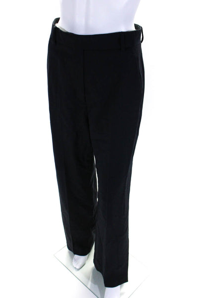 Max Mara Womens Navy Wool High Rise Pleated Straight Leg Dress Pants Size 8