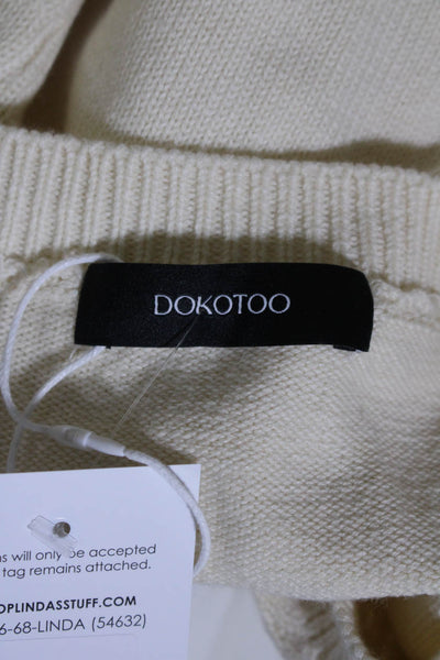 Dokotoo Womens Pointelle Cable Knit V Neck Short Sleeve Cardigan White Small