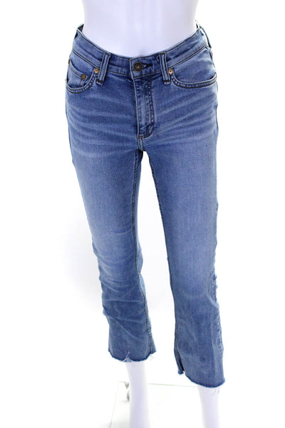 Rag & Bone Womens Peyton High Rise Fringe Boot Cut Jeans Blue Size 25