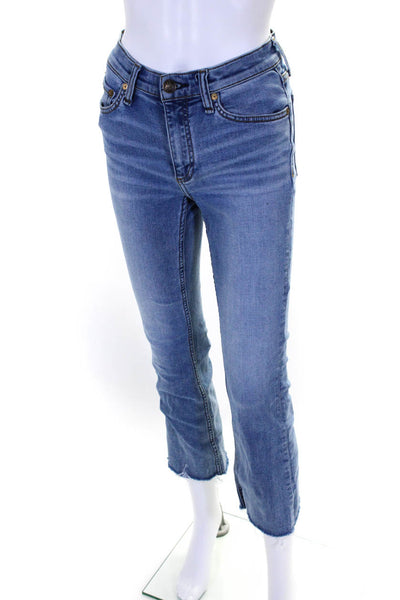 Rag & Bone Womens Peyton High Rise Fringe Boot Cut Jeans Blue Size 25