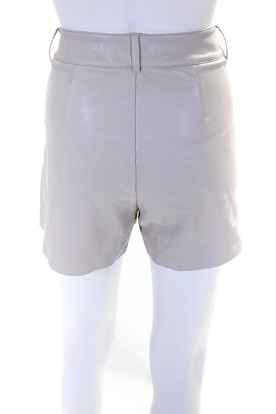 Commando Womens Zipper Fly High Rise Faux Leather Short Shorts Beige Size Medium