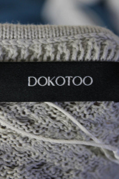 Dokotoo Womens Short Sleeve V Neck Open Knit Tee Shirt Gray Size Small