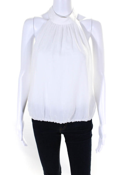 Alice + Olivia Womens Sleeveless Tie Back Chiffon Top Blouse White Size Small