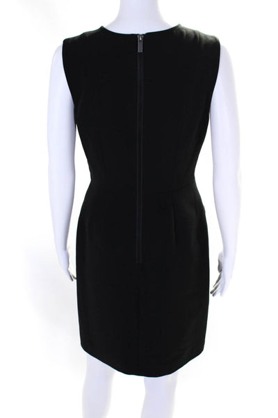 LDT Womens Black V-Neck Twist Front Detail Zip Back Sleeveless Shift Dress Size2