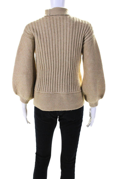 Toccin Womens Cable Knit Long Sleeves Turtleneck Sweater Beige Size Extra Small