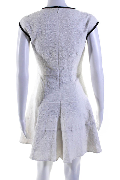 Nanette Lepore Womens Cotton Embroidered Pleated Fit & Flare Dress White Size 0