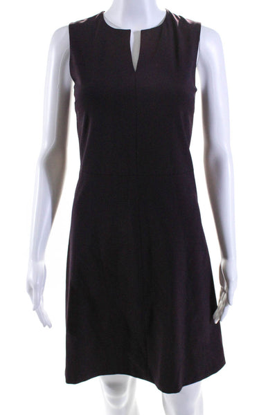 Theory Womens Maroon Wool V-Neck Zip Back Sleeveless Shift Dress Size 0