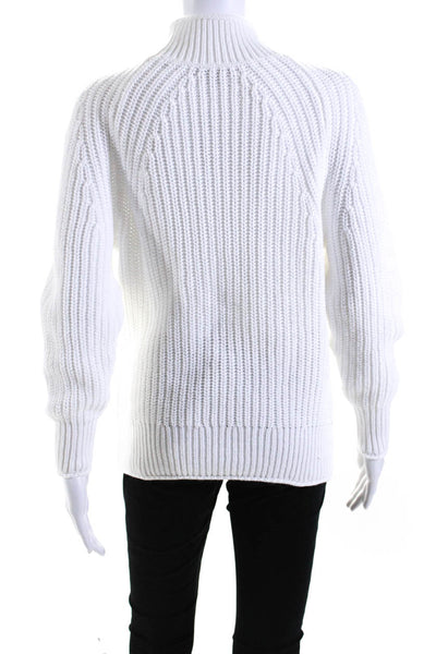 J Crew Womens White Cotton Turtleneck Long Sleeve Pullover Sweater Top Size XS