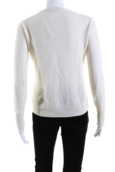 Everlane Womens Cream Cashmere Crew Neck Long Sleeve Sweater Top Size XS