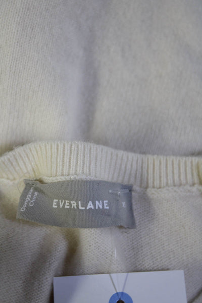 Everlane Womens Cream Cashmere Crew Neck Long Sleeve Sweater Top Size XS