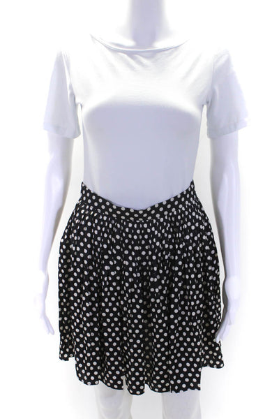 J Crew Womens Side Zip Knee Length Satin Polka Dot Skirt Navy White Size 00