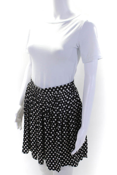 J Crew Womens Side Zip Knee Length Satin Polka Dot Skirt Navy White Size 00