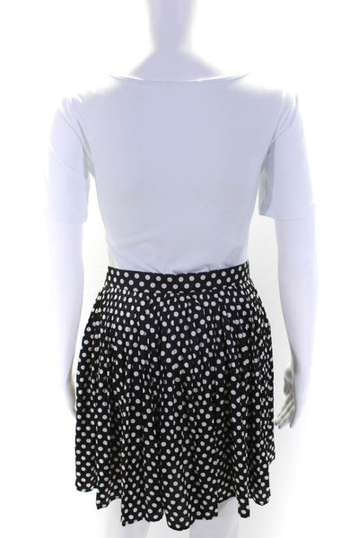 J Crew Womens Side Zip Knee Length Satin Polka Dot Skirt Navy White Size 00