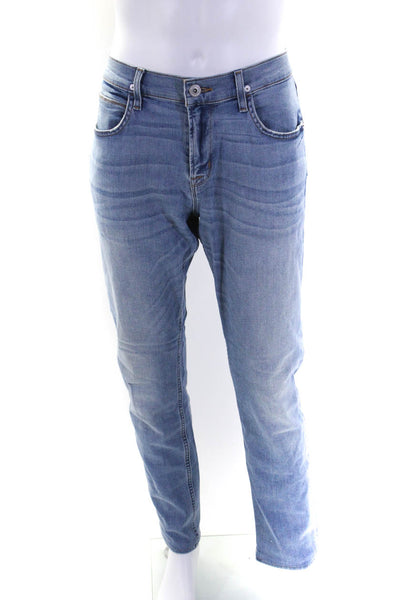 Hudson Mens Cotton Light Washed Zipped Straight Leg Jeans Blue Size EUR34