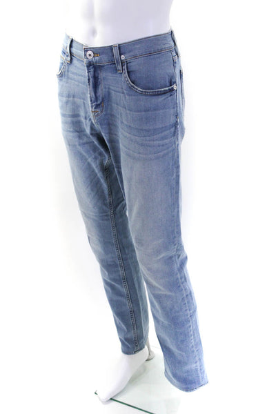 Hudson Mens Cotton Light Washed Zipped Straight Leg Jeans Blue Size EUR34