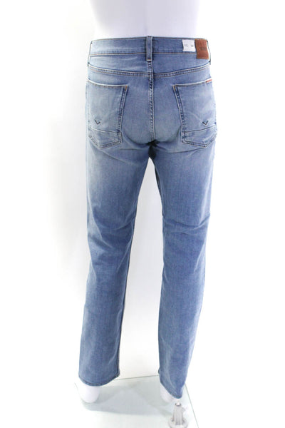 Hudson Mens Cotton Light Washed Zipped Straight Leg Jeans Blue Size EUR34