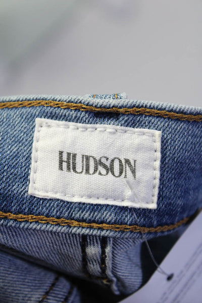 Hudson Mens Cotton Light Washed Zipped Straight Leg Jeans Blue Size EUR34