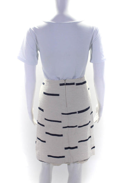 Tory Burch Womens Striped Side Zip Side Tassle Skirt White Size Small