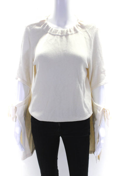 Intermix Womens Long Sleeve Scoop Neck Knit Top White Size Medium