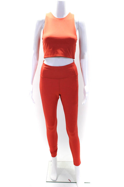 Girlfriend Collective Womens Tapered Compression Leggings & Top Set Orange Small