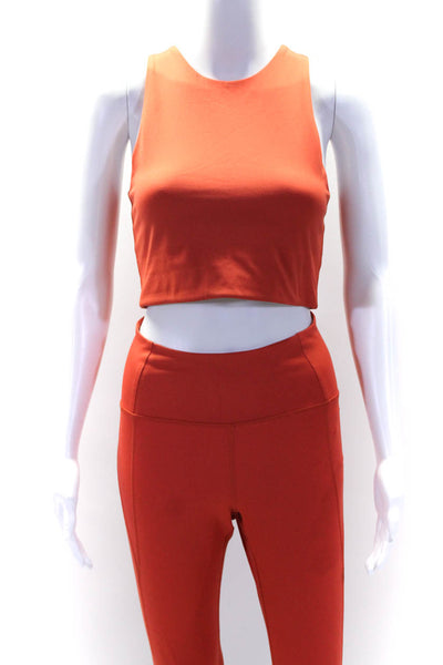 Girlfriend Collective Womens Tapered Compression Leggings & Top Set Orange Small