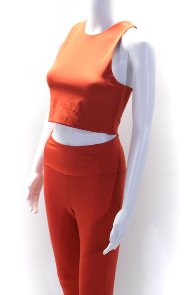 Girlfriend Collective Womens Tapered Compression Leggings & Top Set Orange Small