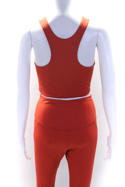 Girlfriend Collective Womens Tapered Compression Leggings & Top Set Orange Small