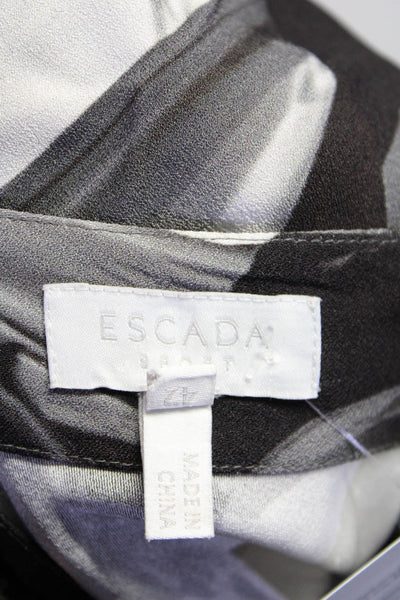 Escada Sport Womens Crepe Abstract Print 3/4 Sleeve Blouse Top Black Size 42