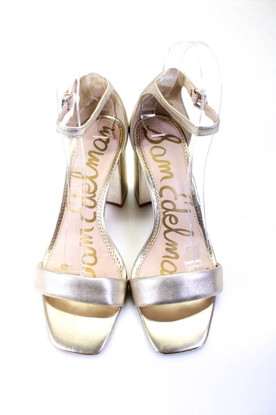 Sam Edelman Womens Metallic Ankle Strap Open Toe High Heels Sandals Gold Size 9