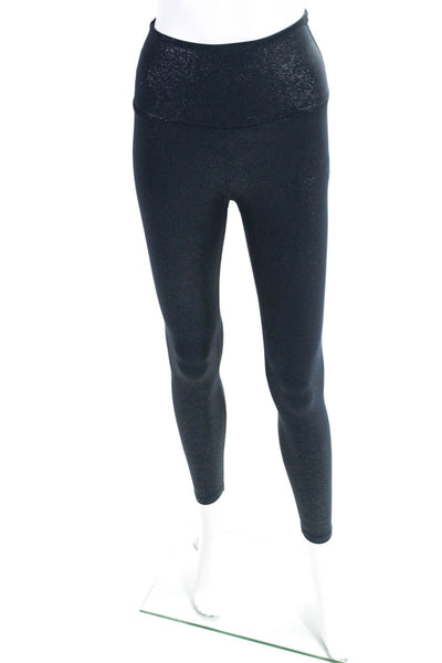 Beyond Yoga Womens High Rise Stretch Knit Glitter Crop Leggings Navy Size Small