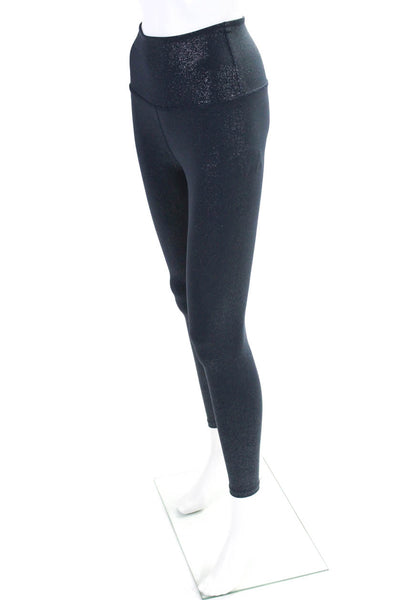 Beyond Yoga Womens High Rise Stretch Knit Glitter Crop Leggings Navy Size Small