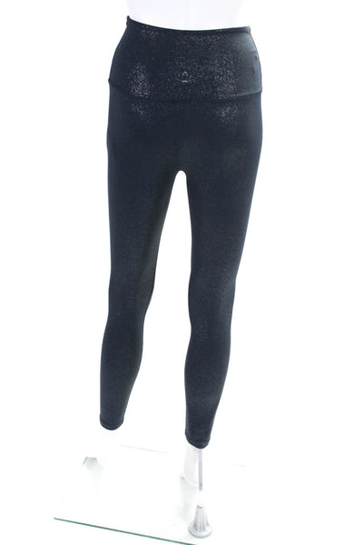 Beyond Yoga Womens High Rise Stretch Knit Glitter Crop Leggings Navy Size Small