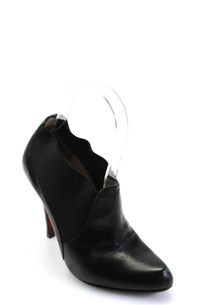 Christian Louboutin Womens Stiletto Almond Toe Booties Black Leather Size 35 5