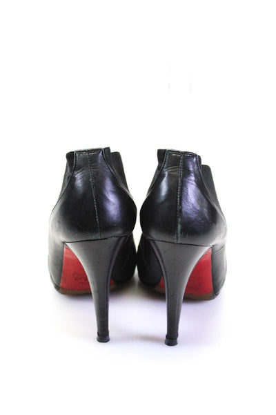 Christian Louboutin Womens Stiletto Almond Toe Booties Black Leather Size 35 5