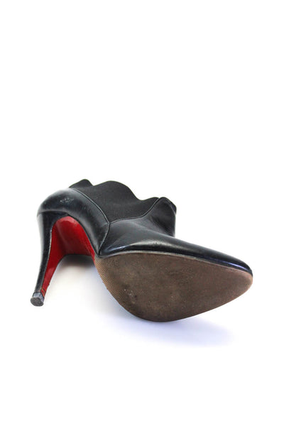 Christian Louboutin Womens Stiletto Almond Toe Booties Black Leather Size 35 5