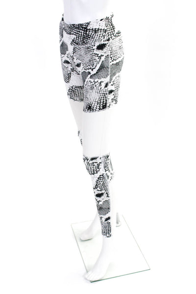 Varley Womens Mesh Cut Out Snakeskin Print Ankle Leggings White Black Size XS