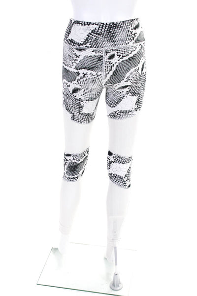 Varley Womens Mesh Cut Out Snakeskin Print Ankle Leggings White Black Size XS