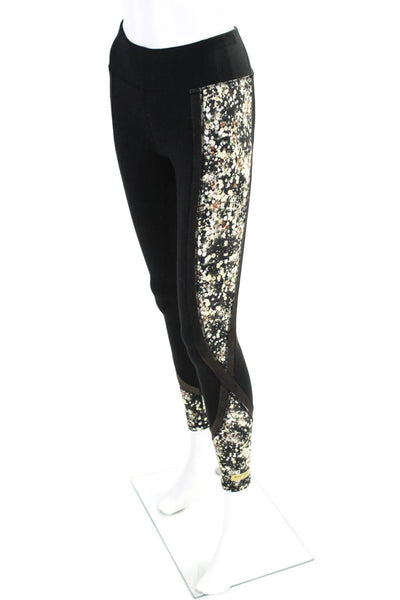 Betsey Johnson Womens Metallic Spotted Print Ankle Leggings Black Gold Size XS