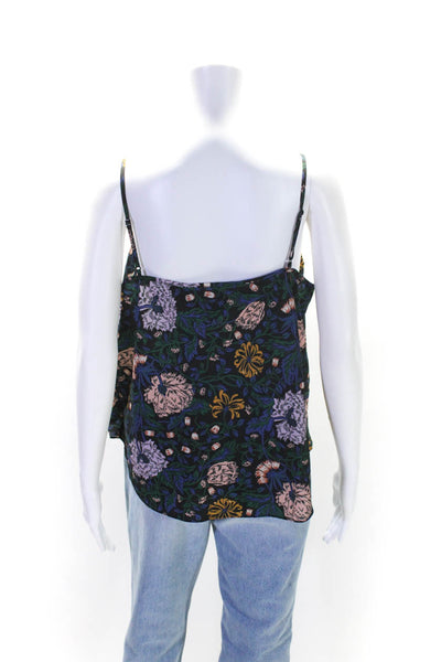 Veronica Beard Womens Sleeveless Floral Print V Neck Blouse Silk Black Medium