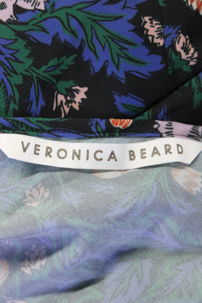 Veronica Beard Womens Sleeveless Floral Print V Neck Blouse Silk Black Medium