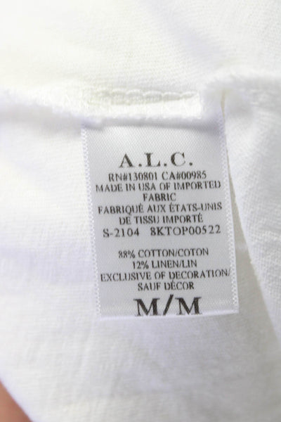 ALC Womens Short Sleeve Front Graphic Crew Neck T Shirt White Medium