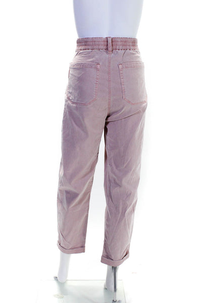 Paige Womens Zip Front Straight Leg Drawstring Jeans Denim Pink Size 32