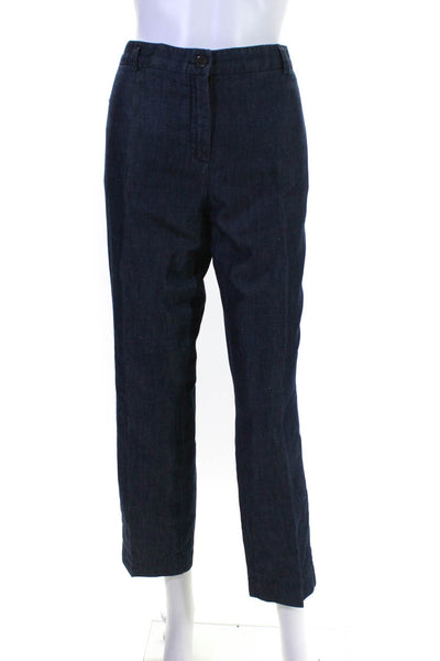 Weekend Max Mara Womens Tapered Leg Zip Front Five Pocket Pants Blue Size 12